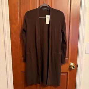Ralph Lauren Espresso Brown Open Cardigan